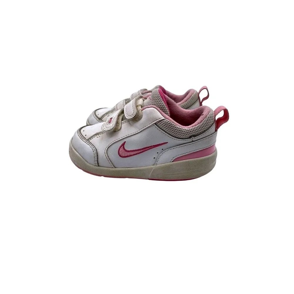 Nike Pico 3 Sneaker White Pink Hook Loop Straps Toddler 7C